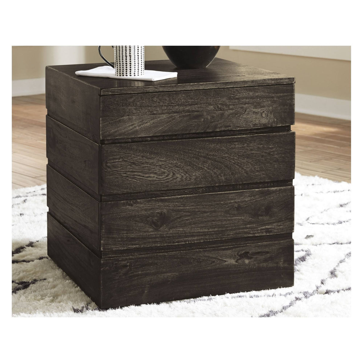 Transparent Black Square End Table T588931