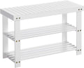 White 3-Tier Bamboo Shoe Rack Bench J376664