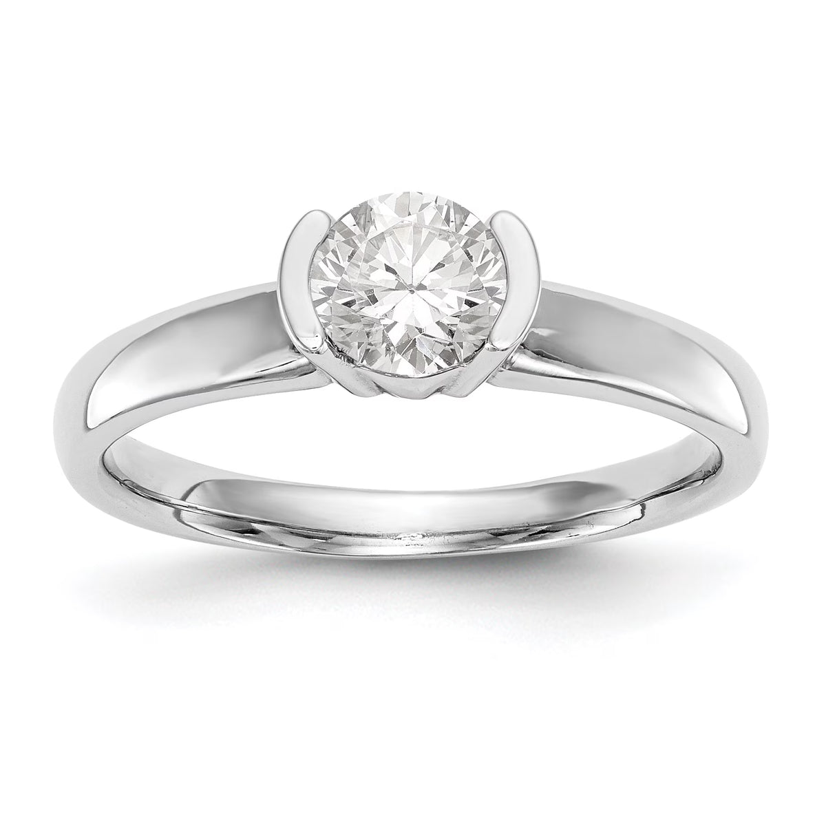 14K White Gold Round Bezel Solitaire Engagement Ring Y109951