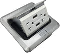 USB Pop Up Receptacle Floor Outlet Countertop Box, Brushed Stainless, Pack of 2 S483593