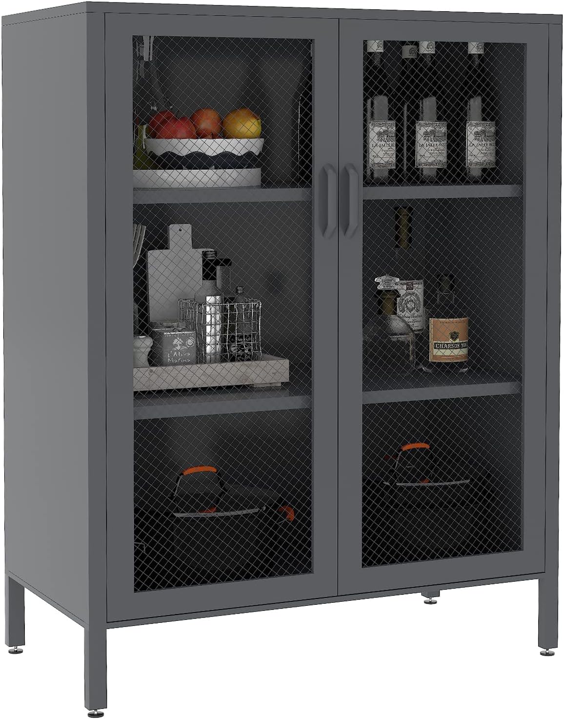 Metal Storage Cabinet with 2 Adjustable Shelves and Lock I683