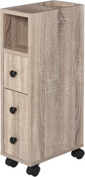 Oak Grain Color Freestanding Bathroom Cabinet with 2 Open Cabinets, 1 Door Cabinet, 1 Drawer and 4 Rolling Wheels R6473