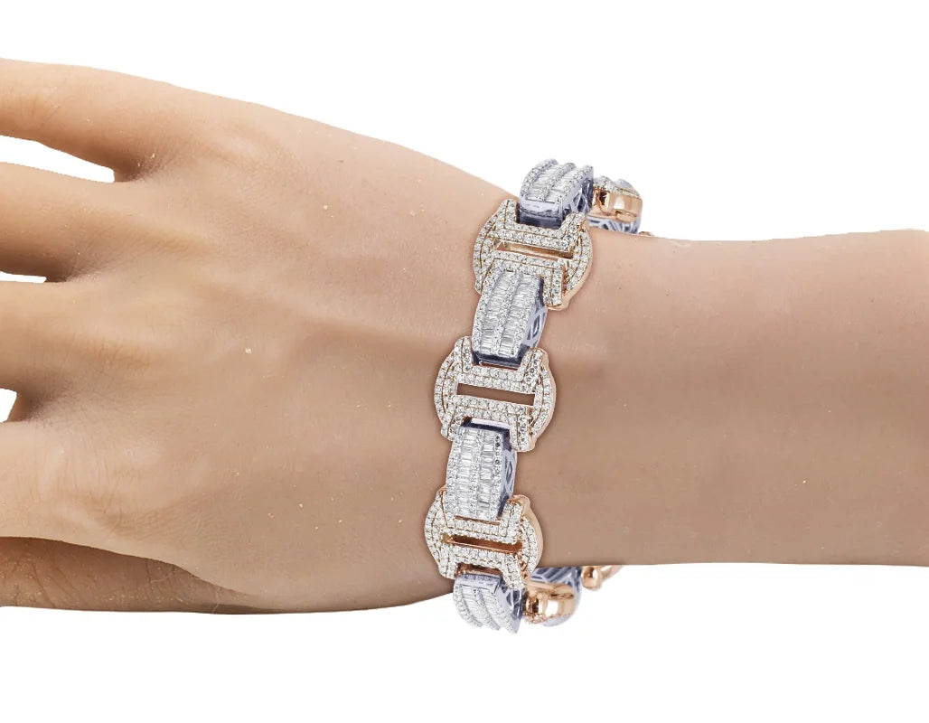 14K Rose White Gold Baguette Diamond Bracelet A368453