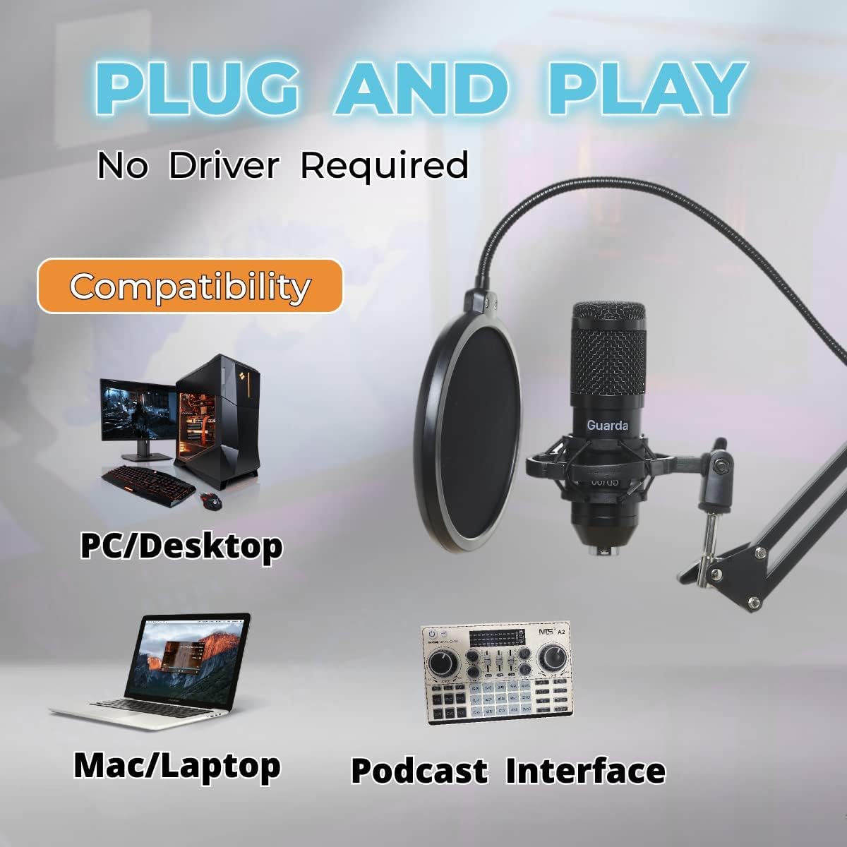 USB Microphone Condenser Cardioid Metal Mic Kit Pack of 2 M666406