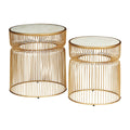 Round Marble Top Accent Table with Metal Base Gold - Set of 2 X14290