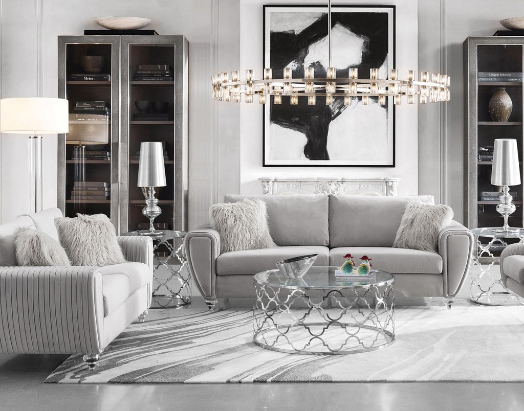 Light Gray Fabric Sofa & Loveseat Set 2 Pcs O53476