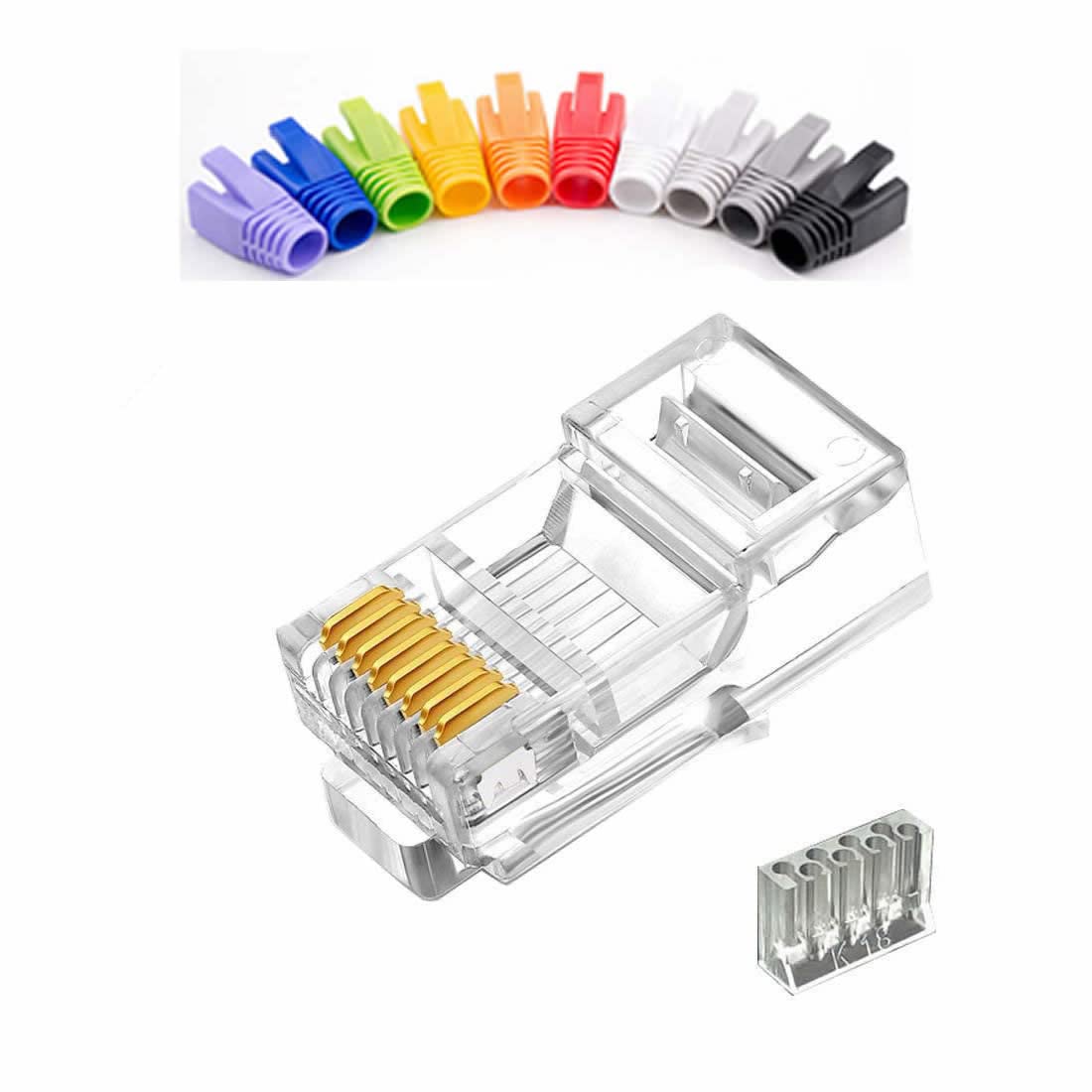 Cat7 RJ45 Connectors 100 Pcs Metal Shielded FTP 8P8C Modular Network Plug Z589212
