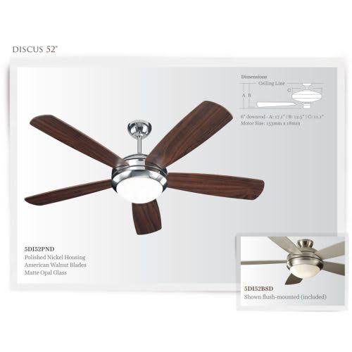 Polished Nickel American Walnut 52x22 Ceiling Fan with Light T853421