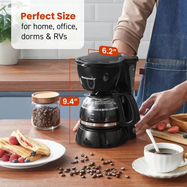 5-Cup Automatic Brew & Drip Coffee Maker with Reusable Filter (Black) C675