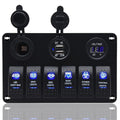 Waterproof Rocker Marine Switch Panel with USB, Blue LED, Pack of 2 A4035