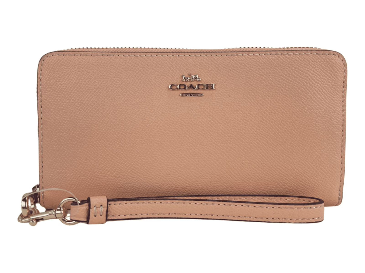 Long Crossgrain Leather Zip Around Wristlet Wallet W2674