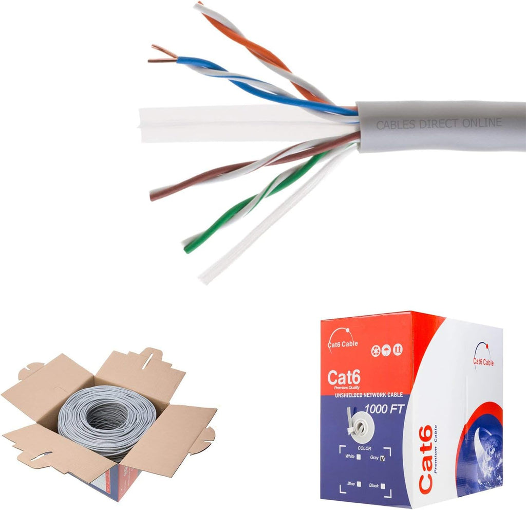 CAT6 1000ft UTP Black Ethernet Solid Cable 23AWG Network Wire D741667