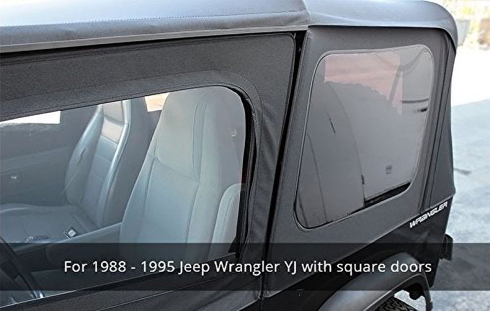 Black Denim Vinyl 2 Door Jeep Soft Top with Rear Plastic Tinted Windows J97458