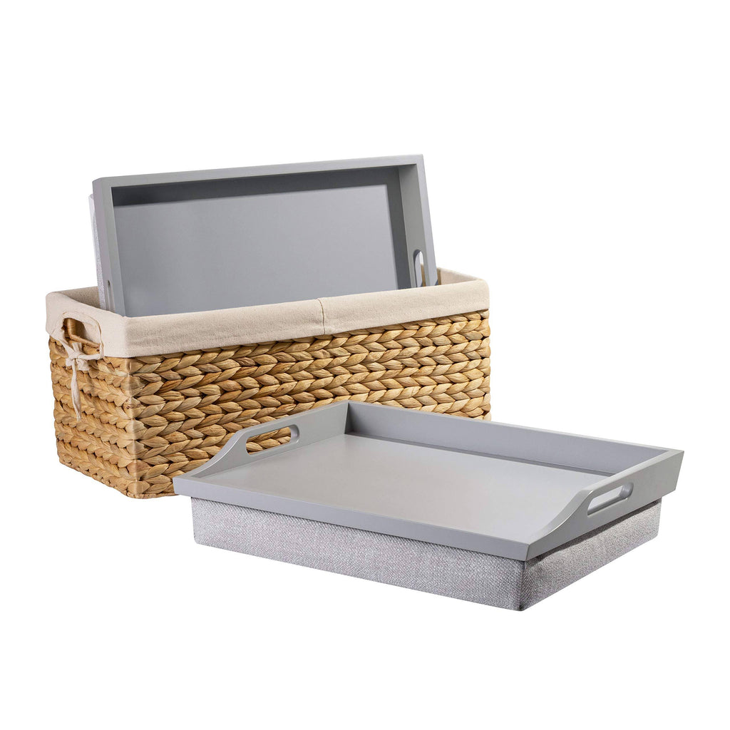 Set of 2 Lap Trays with Basket, Gray N7935