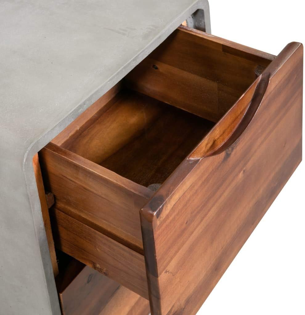 Solid Acacia Wood Nightstand with 2 Drawers P8825