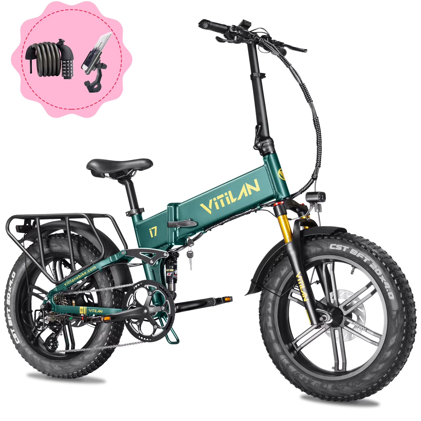 750W 48V 16Ah Removable Battery Folding Full Suspension Fat Tire Electric Bike S23630