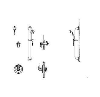 Chrome Dual Shower Trim, Diverter, Hand Shower, and Grab Bar Z48023