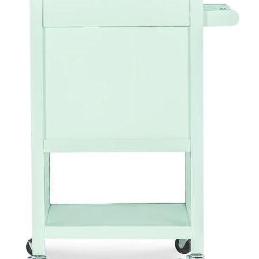Mint Green Wood Kitchen Cart with Stainless Steel Top L54095