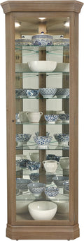Aged Grey Curio Cabinet with Seven Glass Shelves H730956