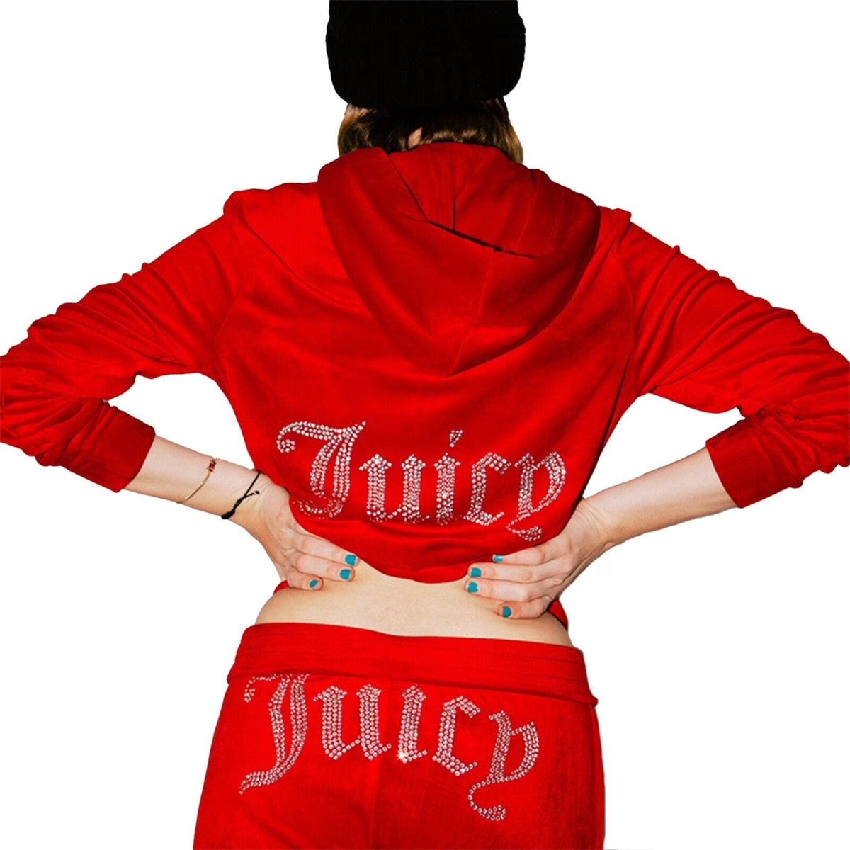 Velour 2-Piece Hoodie Tracksuit Set D835