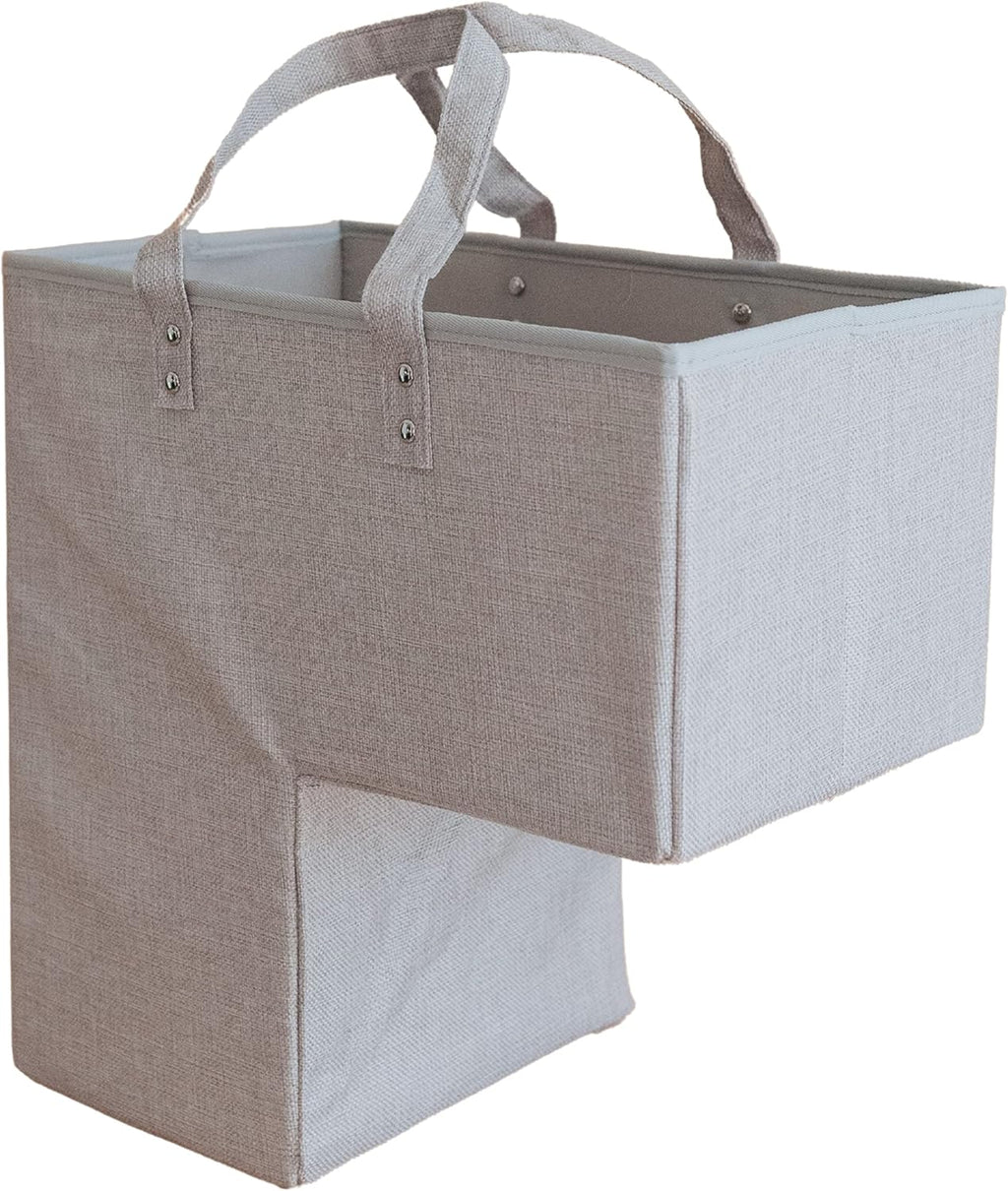 Beige Staircase Baskets with Leather Handles, Pack of 2 J2252
