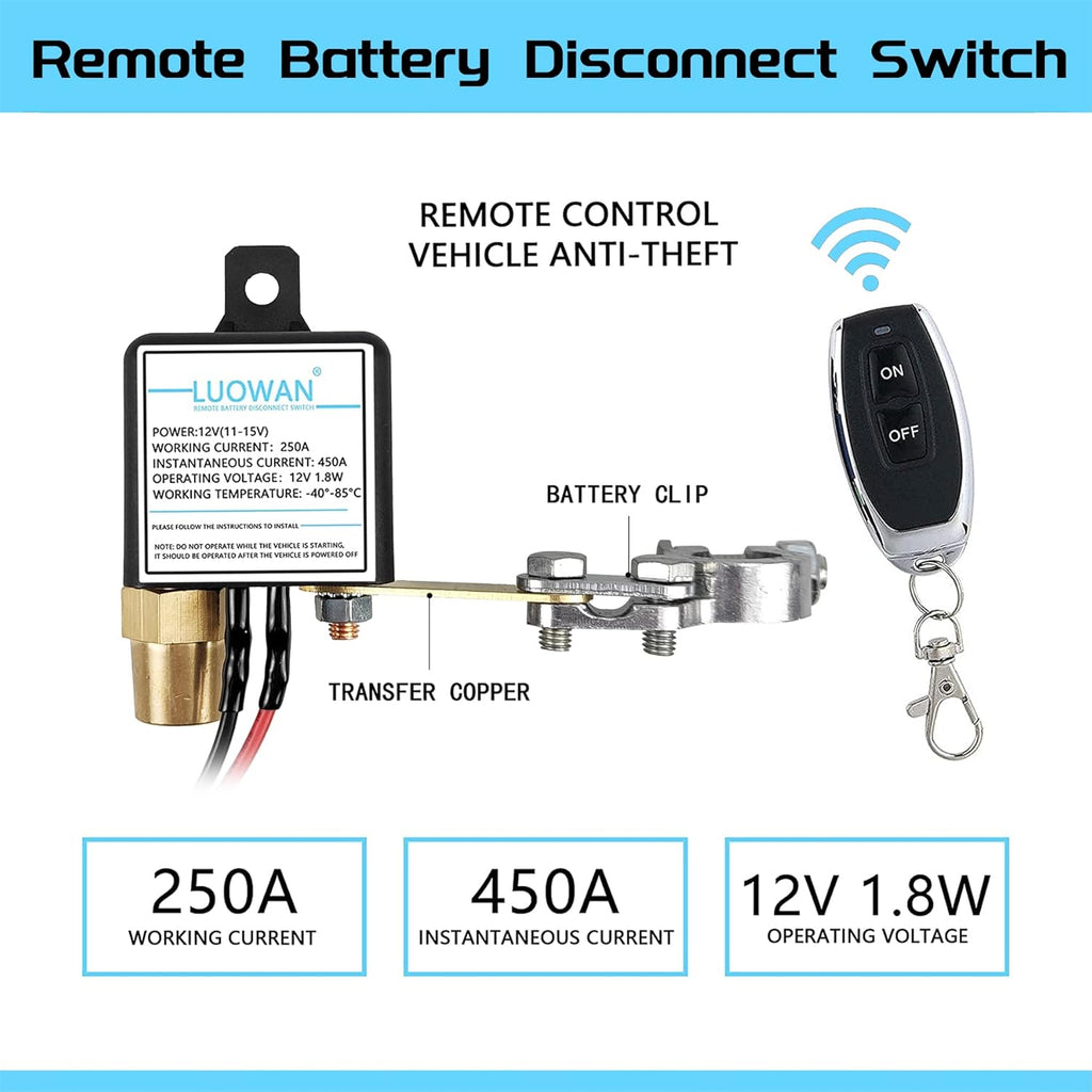 DC12V 250A Remote Battery Disconnect Switch Pack of 2 J1626