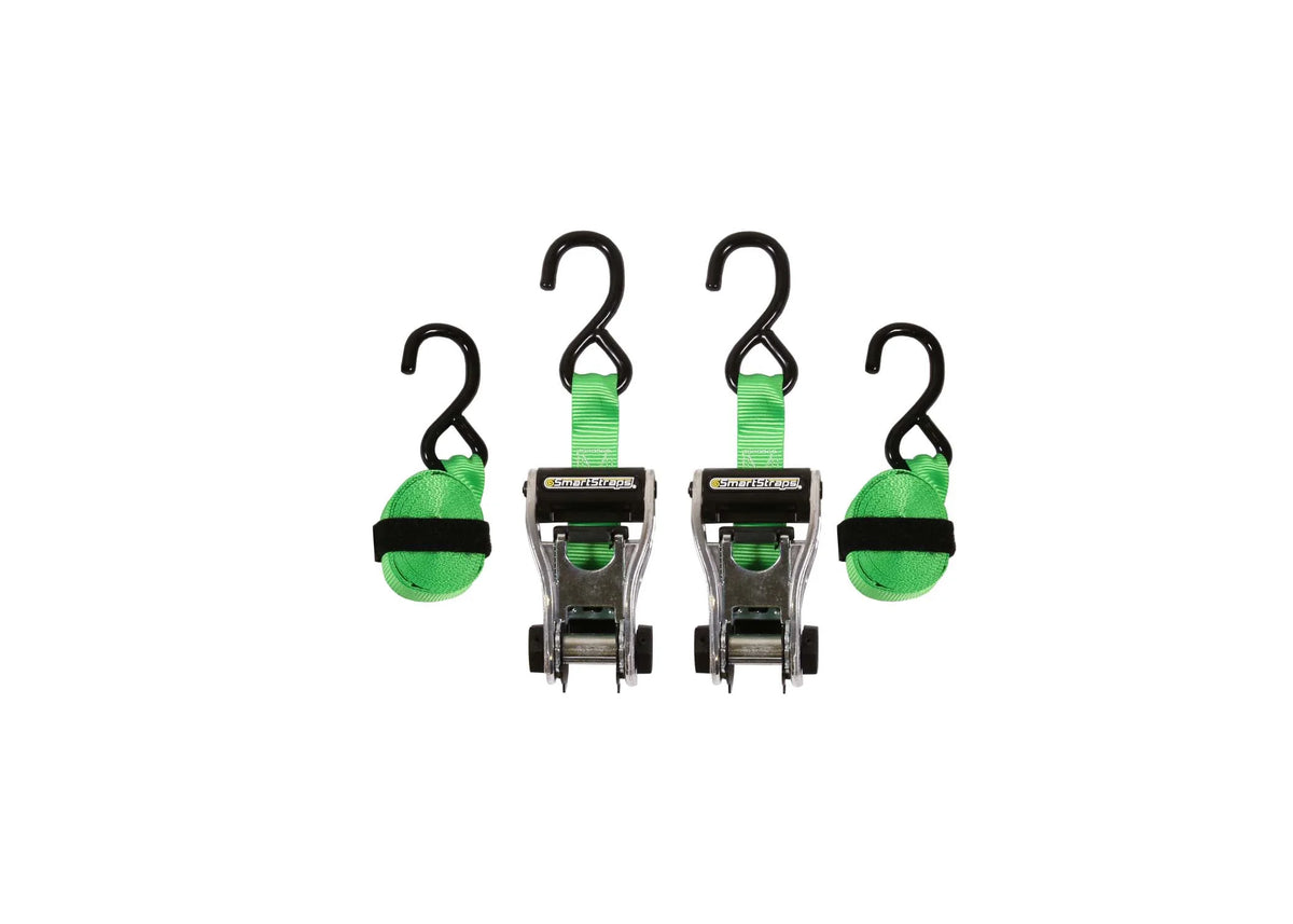 2 Pack 1in x 10ft 1500lb Green Ratchet Tie Down M176