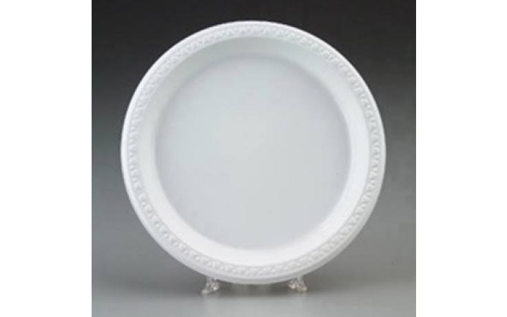 10.25 in Round Plastic Plate White Case of 500 K36941