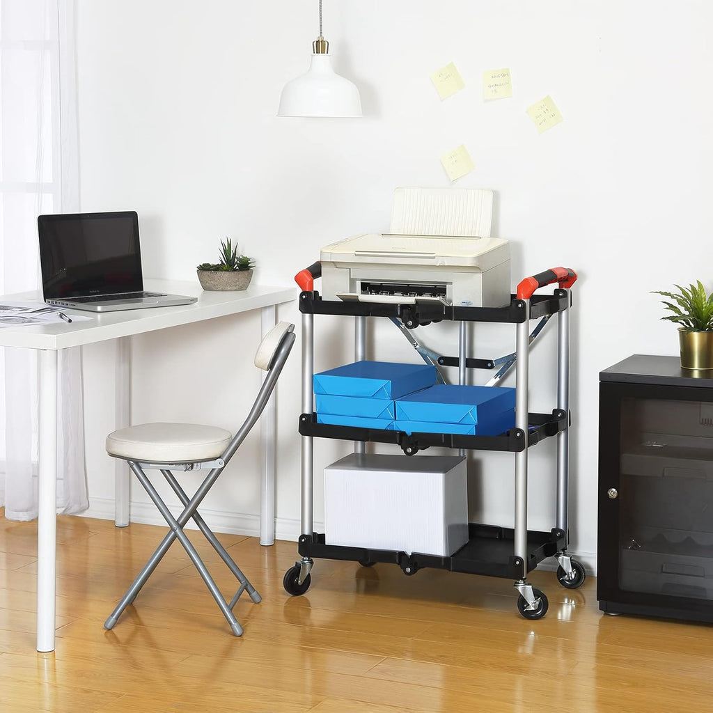 Black/Red Folding Collapsible Service Cart P414