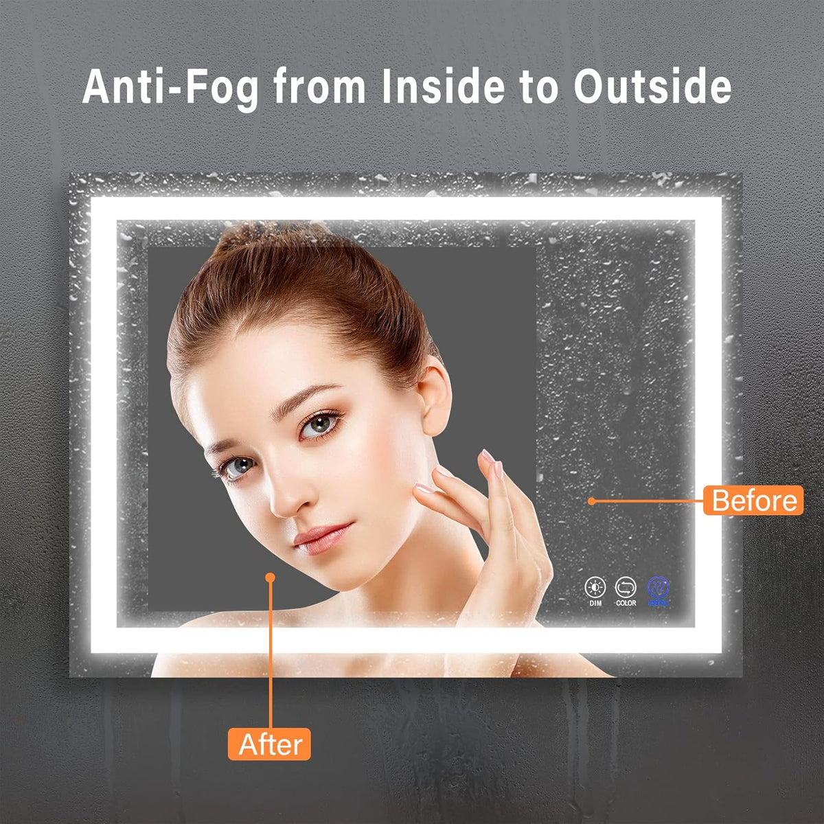 Wall Mounted LED Bathroom Mirror with Anti-Fog N158804