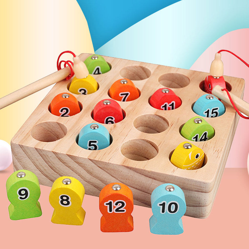 Wooden Magnetic Fishing Game Toy with Double Fishing Rod F60737