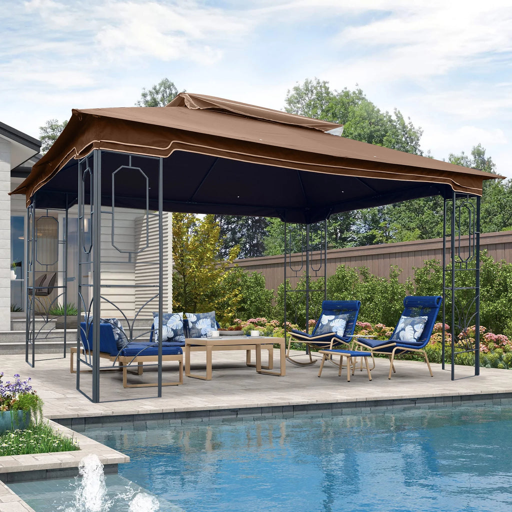 Coffee Top Outdoor Patio Gazebo Canopy Tent With Mosquito Net X2320