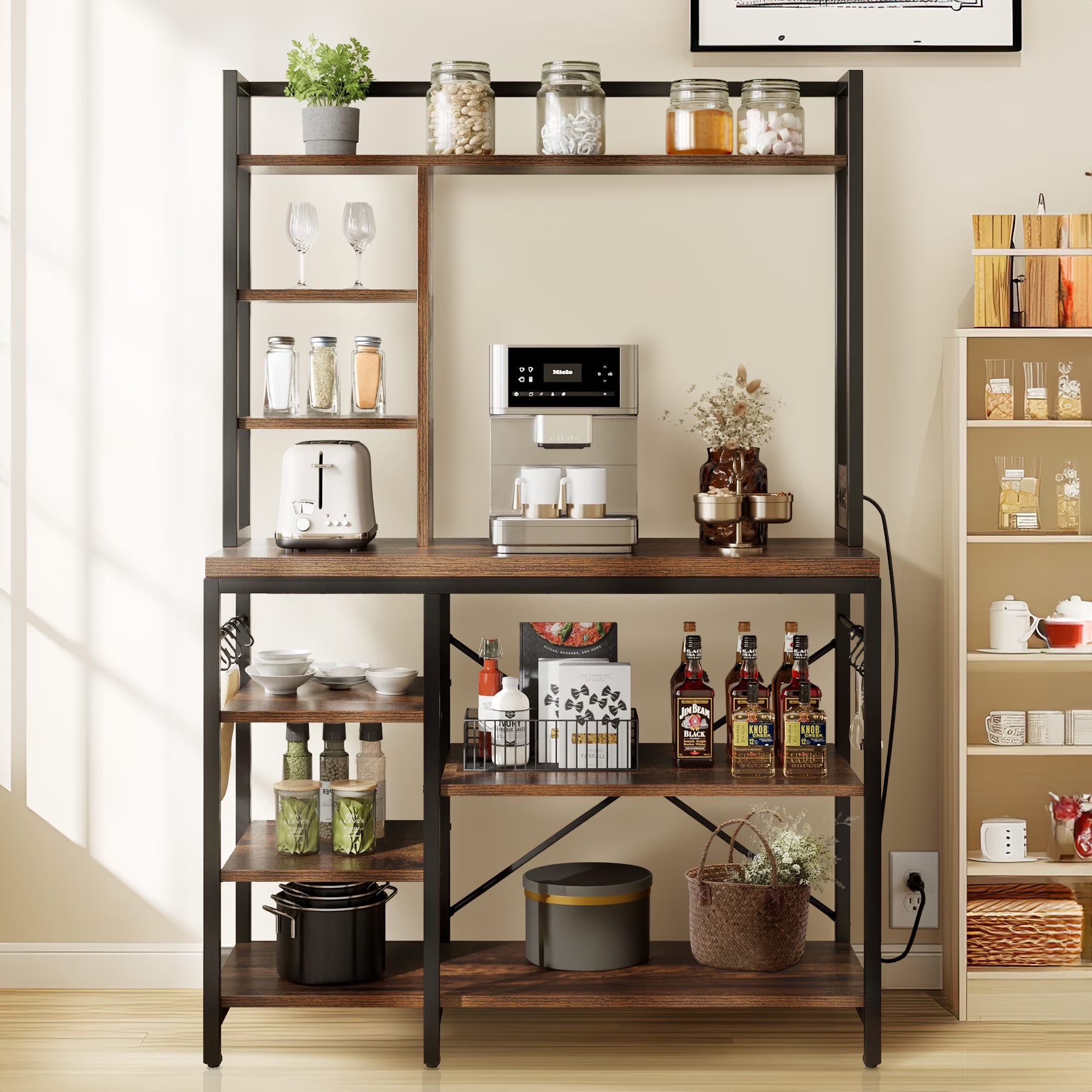 8-Tier Freestanding Kitchen Storage Shelf with Power Outlets L756620