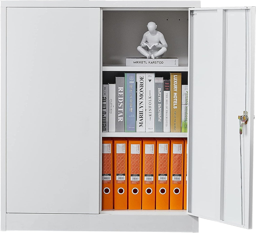 Metal Storage Cabinet with 2 Adjustable Shelves and Lock I683