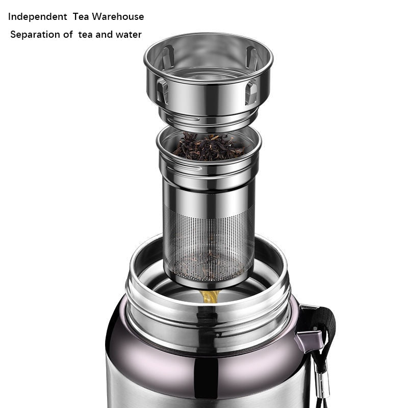 316 Stainless Steel Thermos Bottle LED Temperature Display Vacuum Flask With Tea Separation Filter Leakage-proof Cup 1.0L Y179