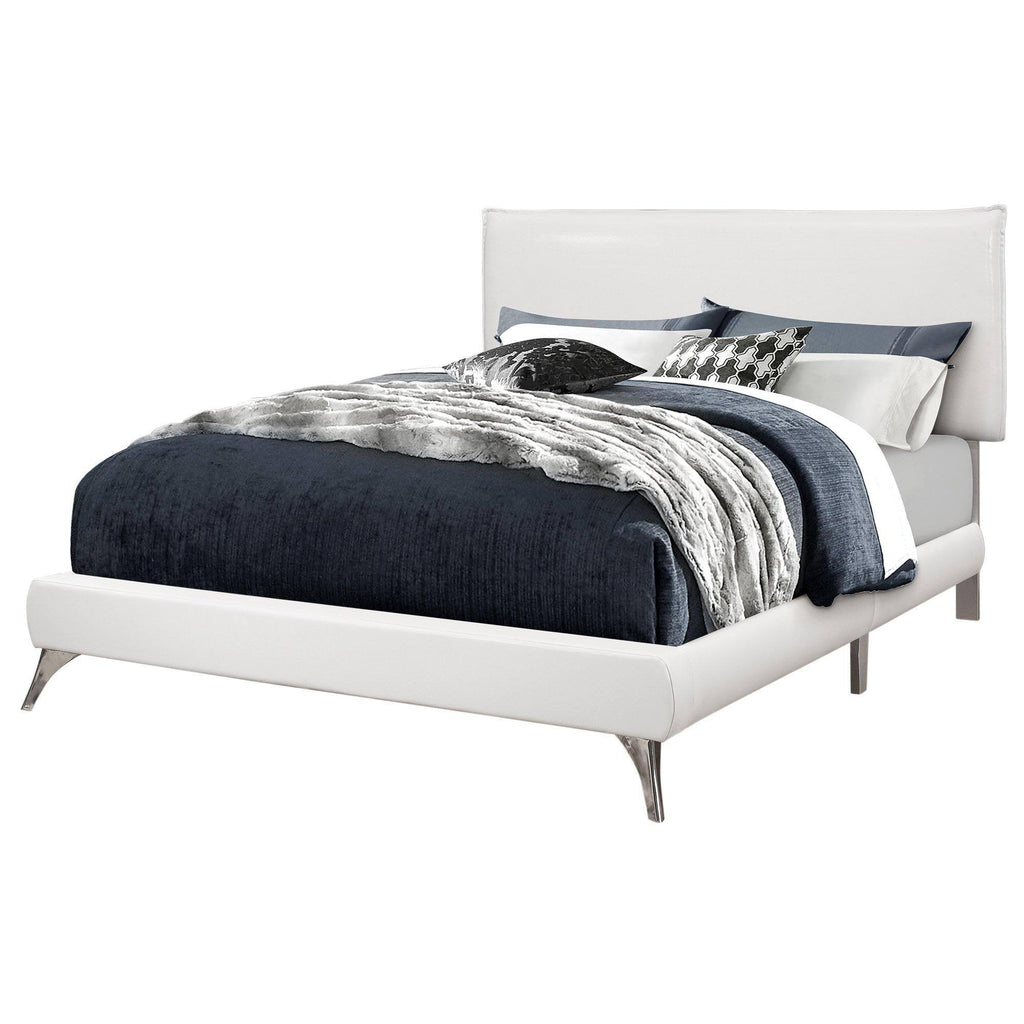 Brown Foam Solid Wood Leather Look Queen Size Bed E6165