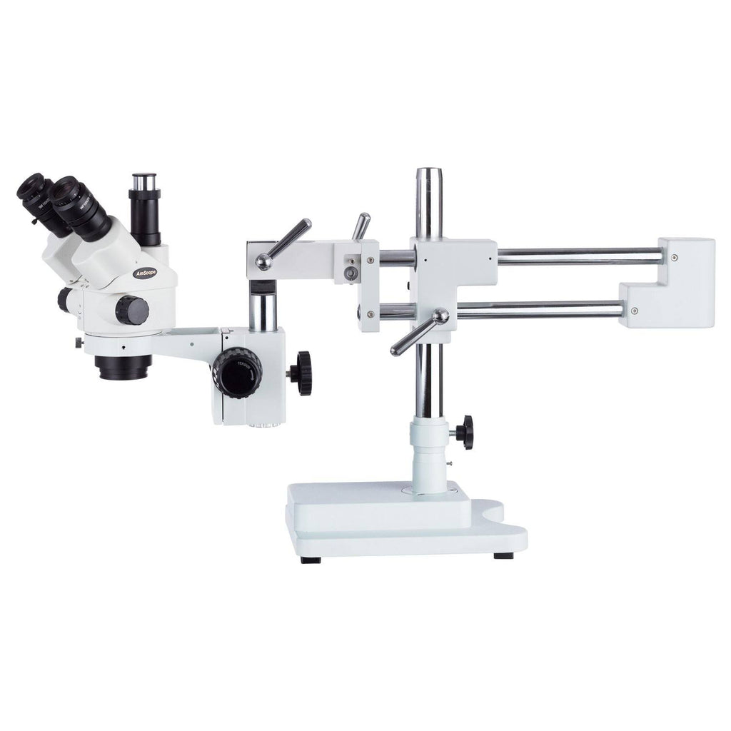 7X-90X Simul-Focal Stereo Zoom Microscope on Dual Arm Boom Stand U601