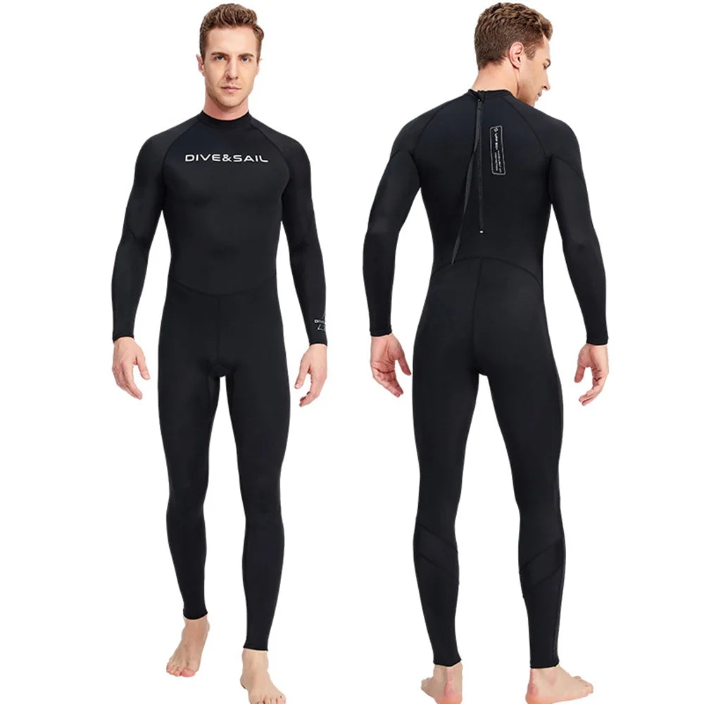 Men One Piece Swimsuit with Back Zipper Quick Dry Long Sleeve Surf Suit E24365