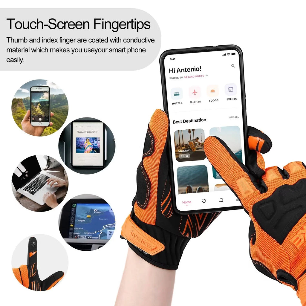 Orange Medium MTB Touchscreen Bike Gloves V7797