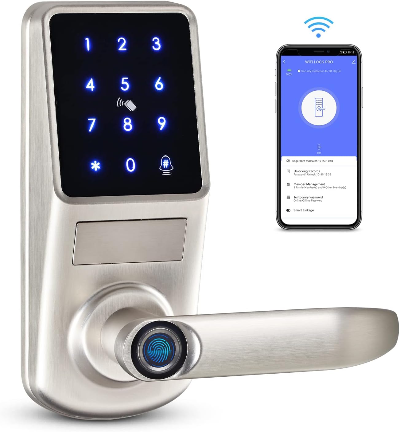 Smart Fingerprint Door Lock with Reversible Handle I60357