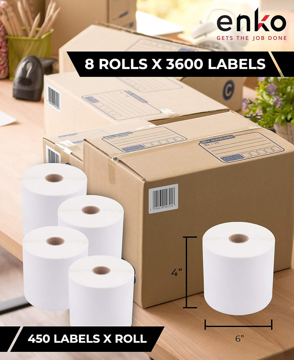 8 Rolls 3600 Labels 4 x 6 Direct Thermal Address Shipping Labels Y12331