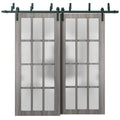 Sliding Barn Door with Hardware, White Silk with Frosted Glass, 6.6ft Rail Set P698