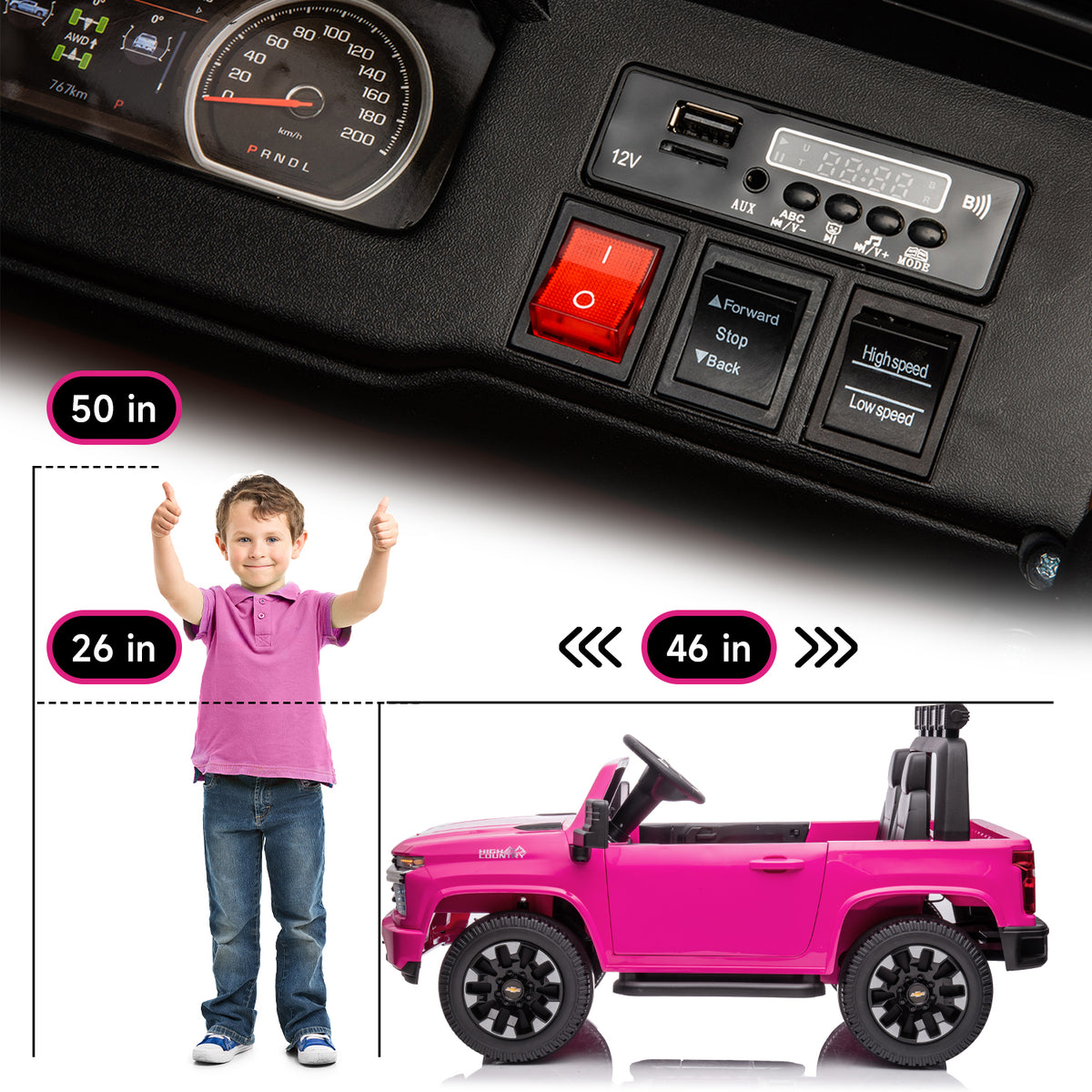 Pink 24V Ride on Car 2 Seater Electric Truck with Remote Control V99424