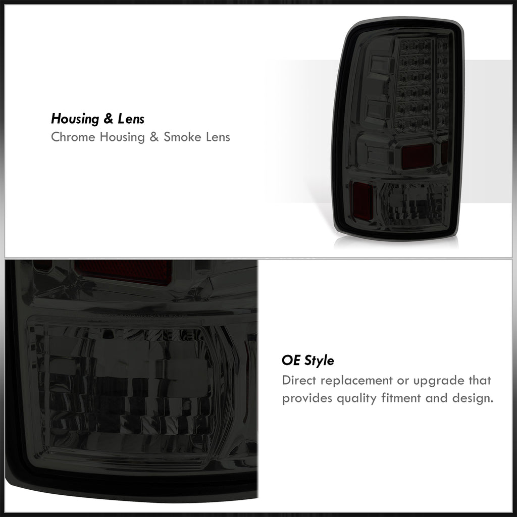 Smoked Chrome Housing LED Tail Lights Brake Stop Lamps F8947