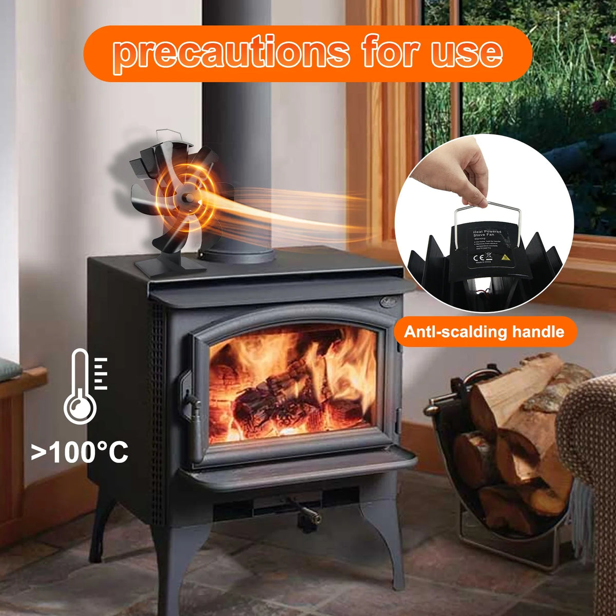 6 Blades Wood Stove Fan Z8494