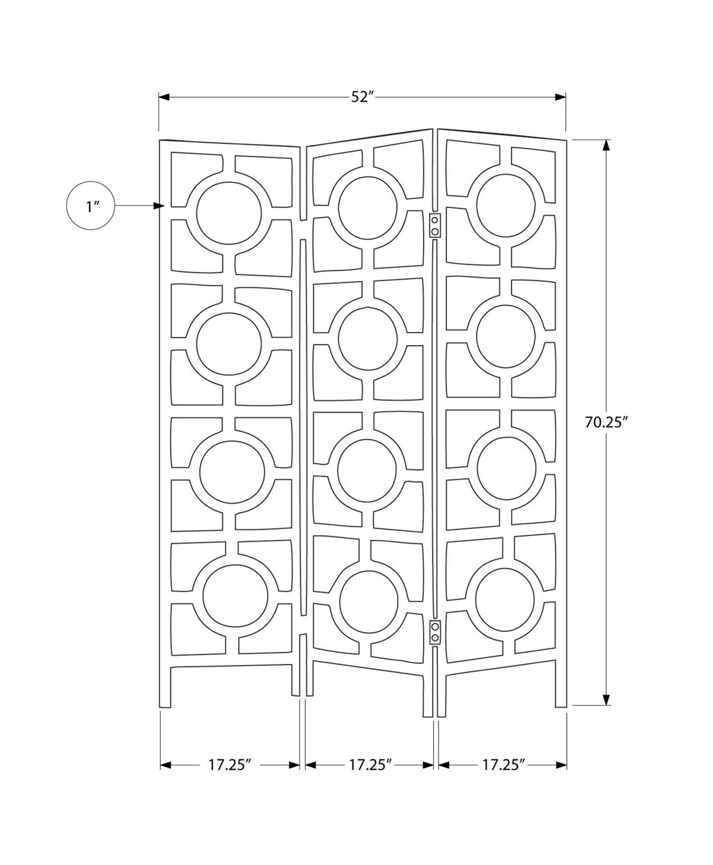 3 Panel Folding Screen Cappuccino P595137