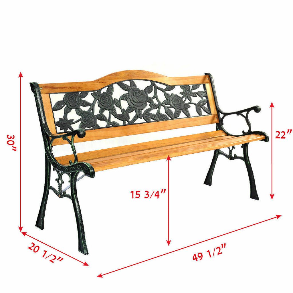 Cast Iron Hardwood Patio Bench O890441