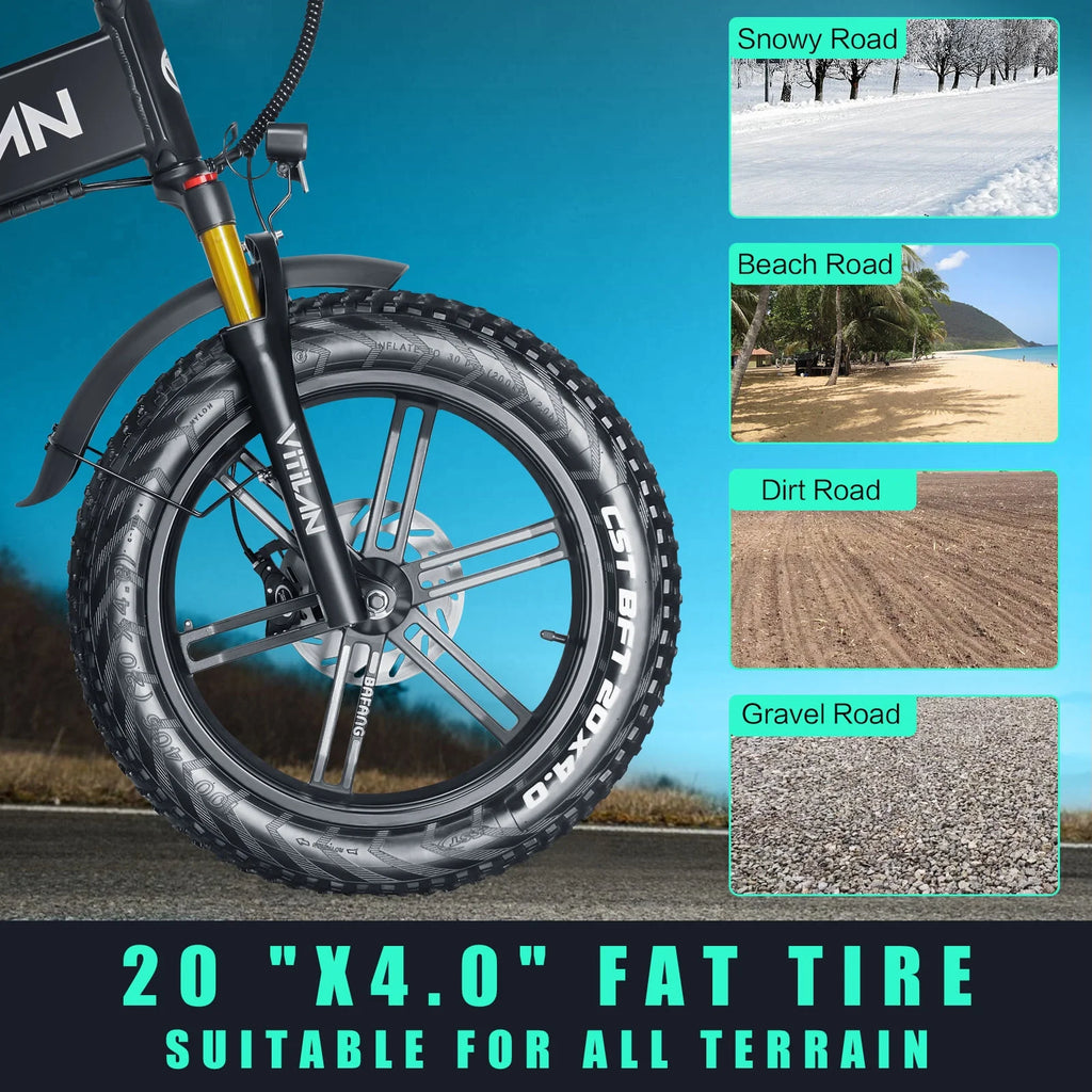 750W 48V 16Ah Removable Battery Folding Full Suspension Fat Tire Electric Bike S23630