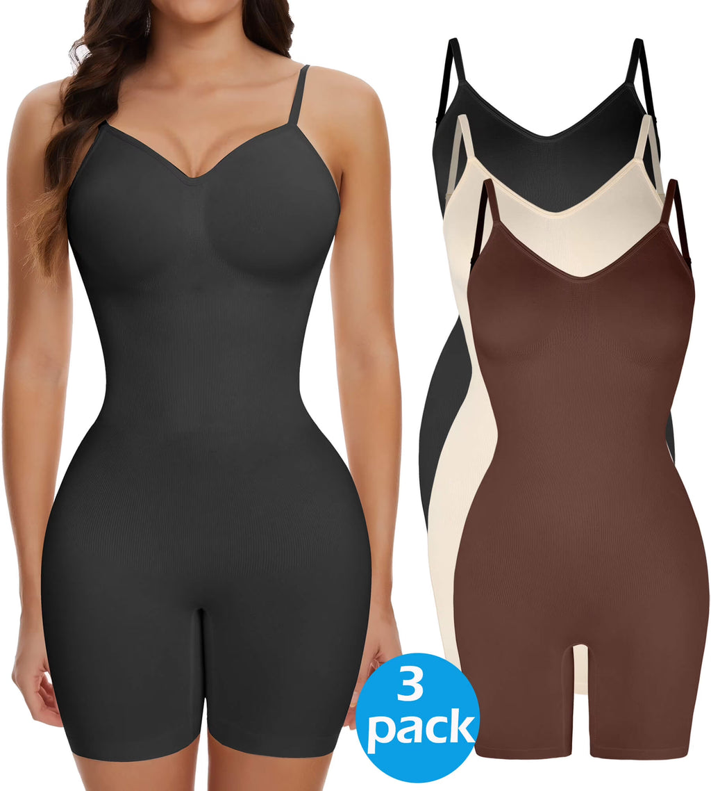 3 Packs Low Back Mid Thigh Bodysuit Shapewear H229555