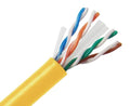 Cat6 Unshielded Bulk Ethernet Cable, Riser CMR, UTP, Solid 24 AWG Yellow A254